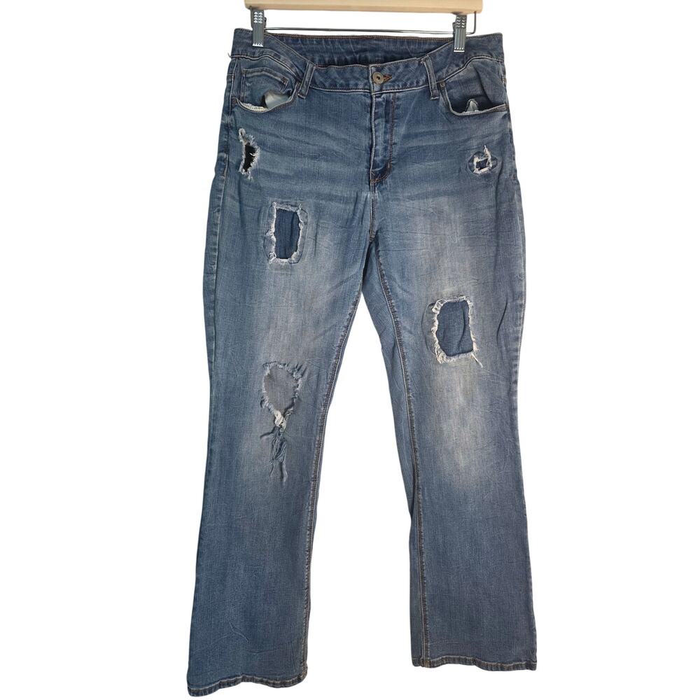 Women's 16W Faded Glory Flair Jeans Distressed Casual StreetWear High Rise Norm